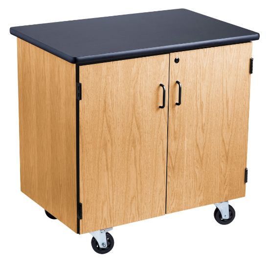 Picture of NPS® Mobile Science Cabinet With HPL Top, Black Top & Light Oak Frame