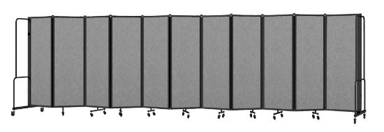Picture of NPS® Room Divider, 6' Height, 11 Sections, PET Material Grey, Black Frame