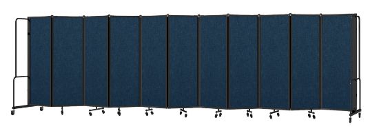 Picture of NPS® Room Divider, 6' Height, 11 Sections, PET Material Blue, Black Frame