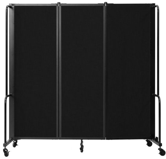 Picture of NPS® Room Divider, 6' Height, 3 Sections, Black Panels and Black Frame
