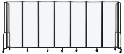 Picture of NPS® Room Divider, 6' Height, 7 Sections, Frosted Panels, Black Frame