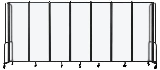 Picture of NPS® Room Divider, 6' Height, 7 Sections, Frosted Panels, Black Frame