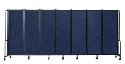 Picture of NPS® Room Divider, 6' Height, 7 Sections,  Blue Panels and Black Frame