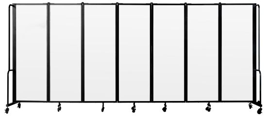 Picture of NPS® Room Divider, 6' Height, 7 Sections, Whiteboard Panels, Black Frame