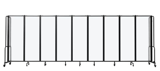 Picture of NPS® Room Divider, 6' Height, 9 Sections, Frosted Panels, Black Frame