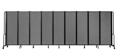 Picture of NPS® Room Divider, 6' Height, 9 Sections, Grey Panels and Black Frame