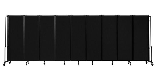 Picture of NPS® Room Divider, 6' Height, 9 Sections, Black Panels and Black Frame