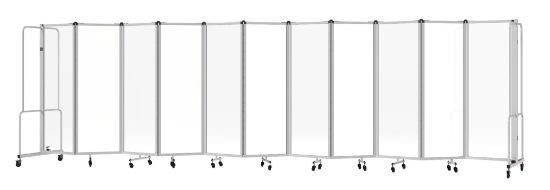 Picture of NPS® Room Divider, 6' Height, 11 Sections, Clear Acrylic Panels, Grey Frame