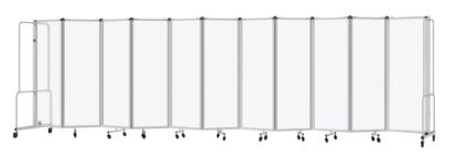 Picture of NPS® Room Divider, 6' Height, 11 Sections, Frosted Panels, Grey Frame