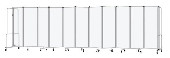 Picture of NPS® Room Divider, 6' Height, 11 Sections, Frosted Panels, Grey Frame