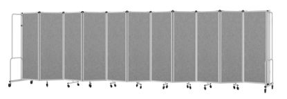 Picture of NPS® Room Divider, 6' Height, 11 Sections, PET Material Grey, Grey Frame