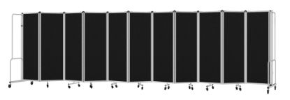Picture of NPS® Room Divider, 6' Height, 11 Sections, PET Material Black, Grey Frame