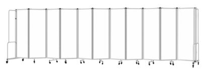 Picture of NPS® Room Divider, 6' Height, 11 Sections, Whiteboard Panels, Grey Frame