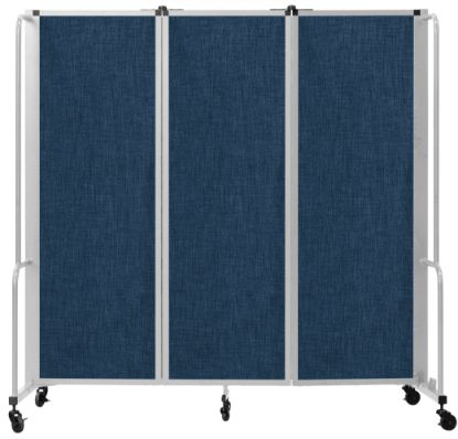 Picture of NPS® Room Divider, 6' Height, 3 Sections, Blue Panels, Grey Frame