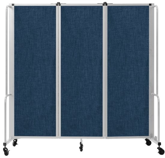 Picture of NPS® Room Divider, 6' Height, 3 Sections, Blue Panels, Grey Frame