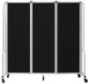 Picture of NPS® Room Divider, 6' Height, 3 Sections, Black Panels, Grey Frame