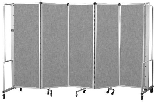 Picture of NPS® Room Divider, 6' Height, 5 Sections, Grey Panels,  Grey Frame