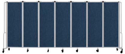Picture of NPS® Room Divider, 6' Height, 7 Sections,  Blue Panels, Grey Frame