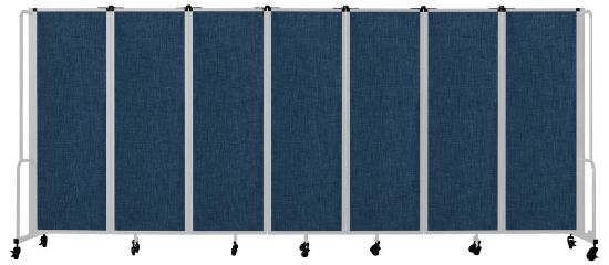 Picture of NPS® Room Divider, 6' Height, 7 Sections,  Blue Panels, Grey Frame