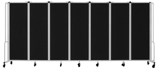 Picture of NPS® Room Divider, 6' Height, 7 Sections, Black Panels, Grey Frame