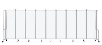 Picture of NPS® Room Divider, 6' Height, 9 Sections, Frosted Panels, Grey Frame