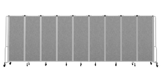 Picture of NPS® Room Divider, 6' Height, 9 Sections, Grey Panels, Grey Frame