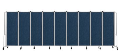 Picture of NPS® Room Divider, 6' Height, 9 Sections, Blue Panels, Grey Frame