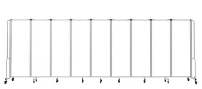 Picture of NPS® Room Divider, 6' Height, 9 Sections, Whiteboard Panels, Grey Frame