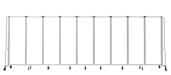 Picture of NPS® Room Divider, 6' Height, 9 Sections, Whiteboard Panels, Grey Frame