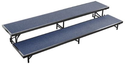 Picture of NPS® 2 Level Straight Standing Choral Riser, Blue Carpet (18"x96" Platform)