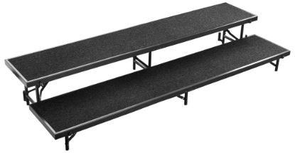 Picture of NPS® 2 Level Straight Standing Choral Riser, Black Carpet (18"x96" Platform)