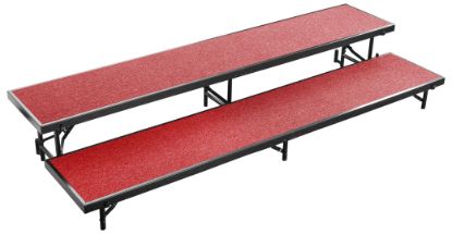 Picture of NPS® 2 Level Straight Standing Choral Riser, Red Carpet (18"x96" Platform)