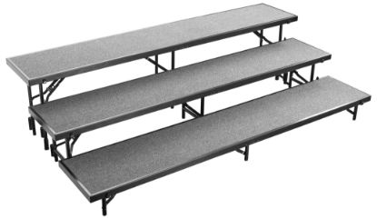 Picture of NPS® 3 Level Straight Standing Choral Riser, Grey Carpet (18"x96" Platform)