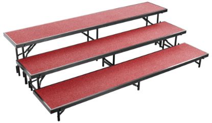 Picture of NPS® 3 Level Straight Standing Choral Riser, Red Carpet (18"x96" Platform)