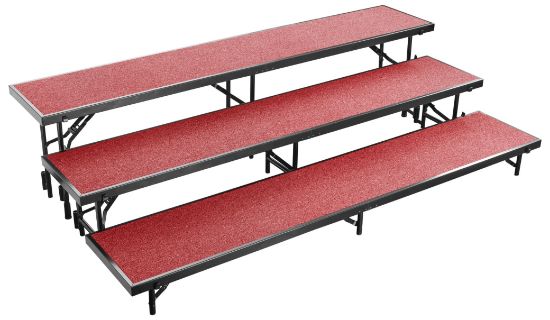 Picture of NPS® 3 Level Straight Standing Choral Riser, Red Carpet (18"x96" Platform)