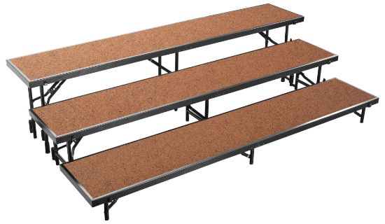 Picture of NPS® 3 Level Straight Standing Choral Riser, Hardboard Floor  (18"x96" Platform)