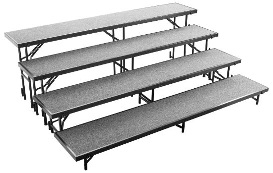 Picture of NPS® 4 Level Straight Standing Choral Riser, Grey Carpet  (18"x96" Platform)