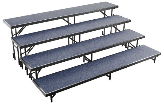 Picture of NPS® 4 Level Straight Standing Choral Riser, Blue Carpet  (18"x96" Platform)