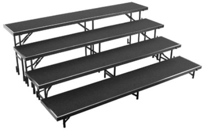 Picture of NPS® 4 Level Straight Standing Choral Riser, Black Carpet (18"x96" Platform)