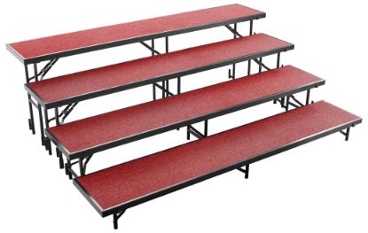 Picture of NPS® 4 Level Straight Standing Choral Riser, Red Carpet  (18"x96" Platform)