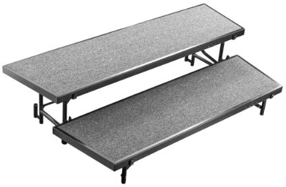 Picture of NPS® 2 Level Tapered Standing Choral Riser, Grey Carpet (18"x96" Platform)