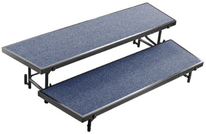 Picture of NPS® 2 Level Tapered Standing Choral Riser, Blue Carpet (18"x96" Platform)