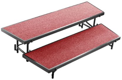 Picture of NPS® 2 Level Tapered Standing Choral Riser, Red Carpet (18"x96" Platform)