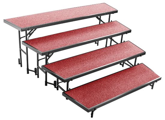 Picture of NPS® 4 Level Tapered Standing Choral Riser, Red Carpet (18"x96" Platform)