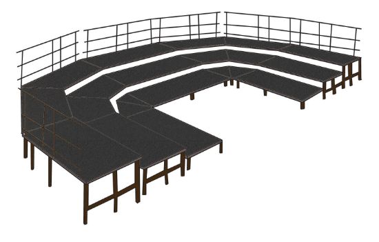 Picture of NPS® Seated Choral Riser Configuration, 3 Level, Grey Carpet