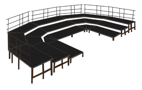 Picture of NPS® Seated Choral Riser Configuration, 3 Level, Black Carpet