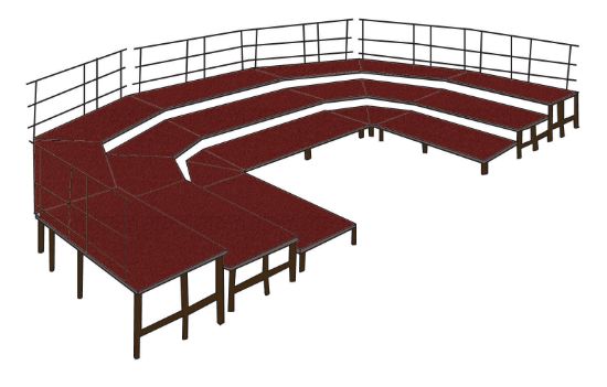 Picture of NPS® Seated Choral Riser Configuration, 3 Level, Red Carpet