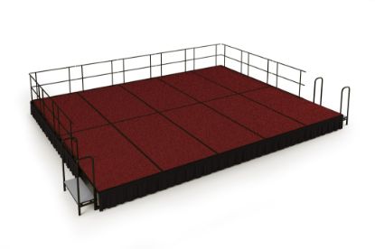 Picture of NPS® 16' x 20' Stage Package, 16" Height, Red Carpet, Shirred Pleat Black Skirting