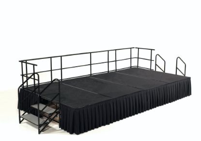 Picture of NPS®  8' x 16' Stage Package, 24" Height, Grey Carpet, Box Pleat Black Skirting