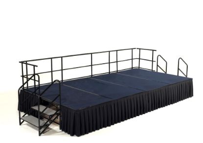 Picture of NPS®  8' x 16' Stage Package, 24" Height, Blue Carpet, Box Pleat Black Skirting